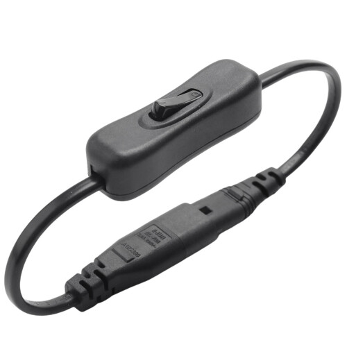Extensão elétrica, adaptador de energia IEC320 C7 para C8 com interruptor e conector "8" interno.