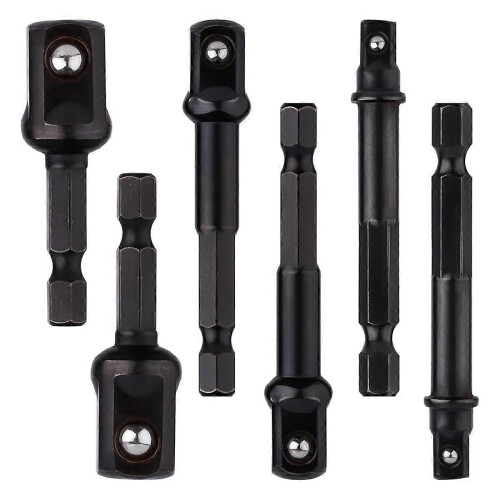 6pcs Impact Socket Adapter Set,1/4,1/2,3/8 Inch Impact Driver Conversion Set Socket Driver Bits Drill Socket Adapter Kit 2