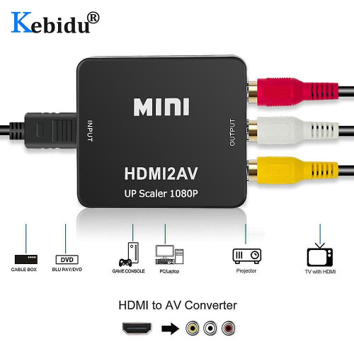 Μετατροπέας βίντεο HDMI σε RCA AV/CVBS, Mini HDMI2AV, συμβατός με PS3 VCR, DVD, PALMTSC PC 1