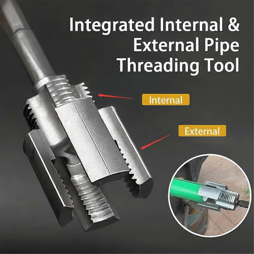 Integrated Internal & External Pipe Threading Tool, 1/2inch+3/4inch 1