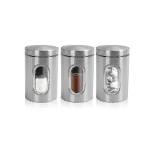 Conjunto de 3 Potes de Cozinha Prateados