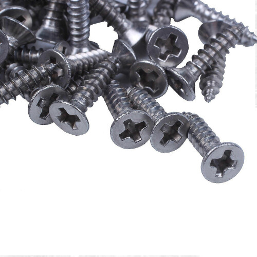 100x Stainless Steel Flat Head Phillips Self-Tapping Screw 12x3mm Silver 1