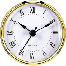 3-1/8 Zoll runder Uhreneinsatz 80 mm Quarzwerk mit römischen Ziffern und Goldverzierungen - Präziser Zeitmessmechanismus, kompatibel mit Wanduhren
