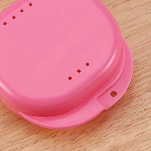 Portable Flip Snap Braces Retainer Storage Box Denture Placement Box (Pink) 2
