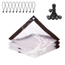Clear PVC Tarpaulin 19x21 FT, Heavy Duty Transparent Waterproof Tarp with Rustproof Grommets for Patio and Greenhouse