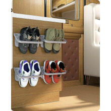 Set di 4 scarpiera pieghevole da parete, scarpiera pieghevole con ripiano sospeso compatibile con ripiano porta scarpe, 4 pezzi grigi