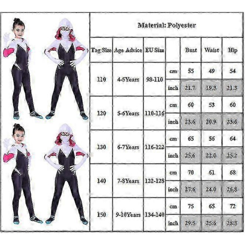 4-10 ετών Παιδικά Κορίτσια Spider Gwen με Μάσκα Cosplay Ολόσωμη Κοστούμια 1