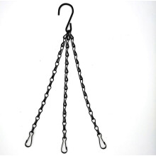 Paquete de 4 cadenas de repuesto de metal para cestas colgantes de 3 hebras con gancho y clip, 50 cm, color negro.