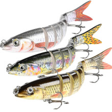 Isca robótica elétrica para pesca, tipo wobbler, compatível com lúcio, isca eletrônica multiarticulada com 9 segmentos e natação automática.