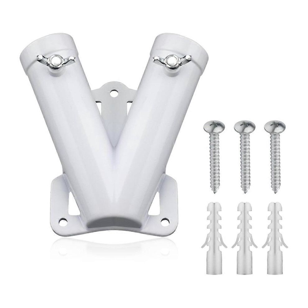 Double Flagpole Bracket Holder, V Shape Aluminum Alloy Flagpole Wall Mount Bracket Windproof Flag Br 3781628417216
