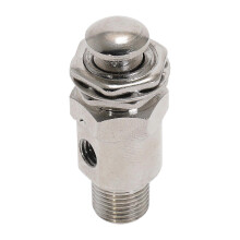Válvula de botão pneumática TAC-3P - 2 portas, 3 posições, rosca de 1/8", construção em metal resistente.