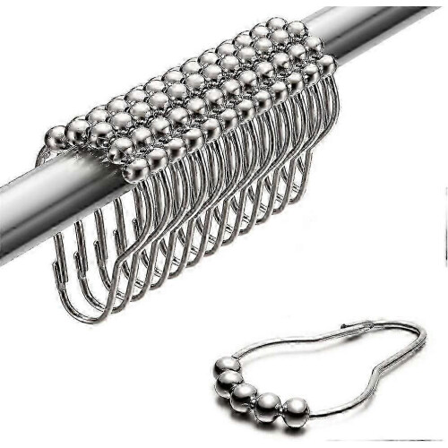 Duschvorhangringe, passend für Badezimmer - Edelstahl, 12er-Set, Chrom