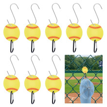 NBEADS 8 Sets Acrylic Baseball Fence Bag Hooks, Heavy Duty SHooks Sports Gear Organizer for Bat Bags and Water Bottles, Yellow