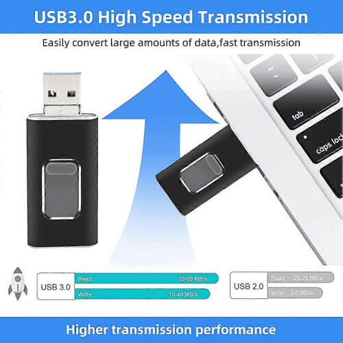 USB 3.0 Flash Drive, 4 in 1 Function, 64G Memory Photo Stick, Expansion Memory compatible with -USB/Android/IOS 1