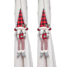 Kerstgordijngesp met cartoonfiguren, kerstdecoratie, raam- en slaapkamerhaken, rood, 2 stuks