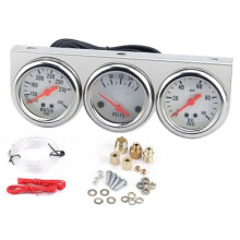 Drievoudige meterset: olie-/volt-/watertemperatuurmeter, 2 inch verchroomde olietemperatuur-, watertemperatuur- en oliedrukmeter.