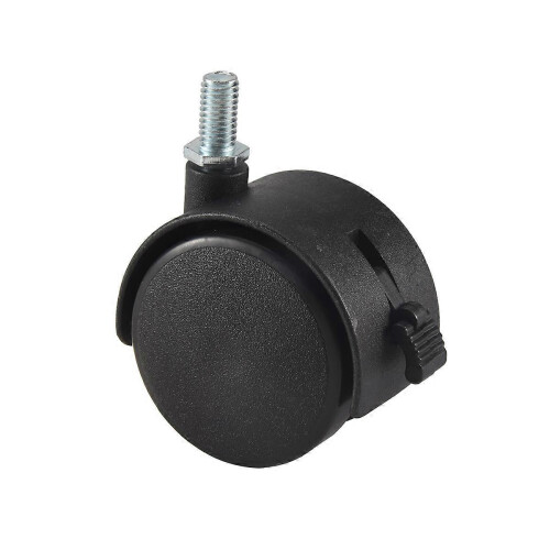 Rodízio giratório com trava para móveis, haste de rosca de 8 mm, roda de 2 polegadas de diâmetro, preto.