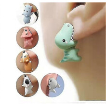 3 Paar/ 2 Paar/ 1 Paar Niedliche Tierbiss-Ohrringe, 3D-Ton-Tierornament-Ohrringe, Dinosaurier-Ohrringe#