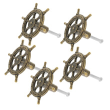 5Pcs Vintage Nautical Cabinet Handles and Drawer Pulls, Retro Rudder Design for Kitchen Wardrobe