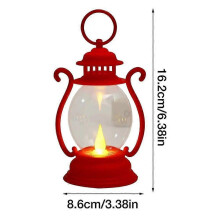 (Red) Retro LED Portable Lamp Can Be Hung Round Belly Lantern Electronic Candle Oil Lamp Horse Lantern Outdoor Camping Lamp
