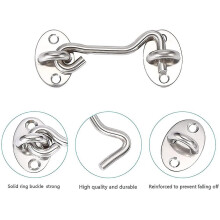 2 Pieces Cabin Hook,door Latch Hook,silver Stainless Steel Door Hook Lock