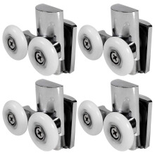 4 roulettes de porte de douche de 23 mm, robustes, en alliage de zinc, compatibles avec les portes coulissantes plates.