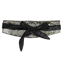 Cintura larga accattivante con lacci, cintura unica in PU con paillettes, cintura larga decorativa compatibile con abito rosso