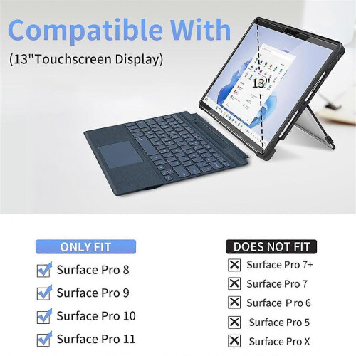 Capa para laptop de 13 polegadas compatível com Microsoft Surface Pro 11, 10, 9 e 8 B