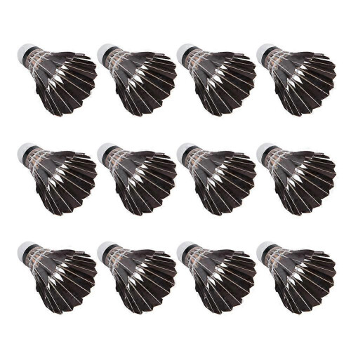 12-Pack Goose Feather Badminton Shuttlecocks Sport Training Hight Speed Black