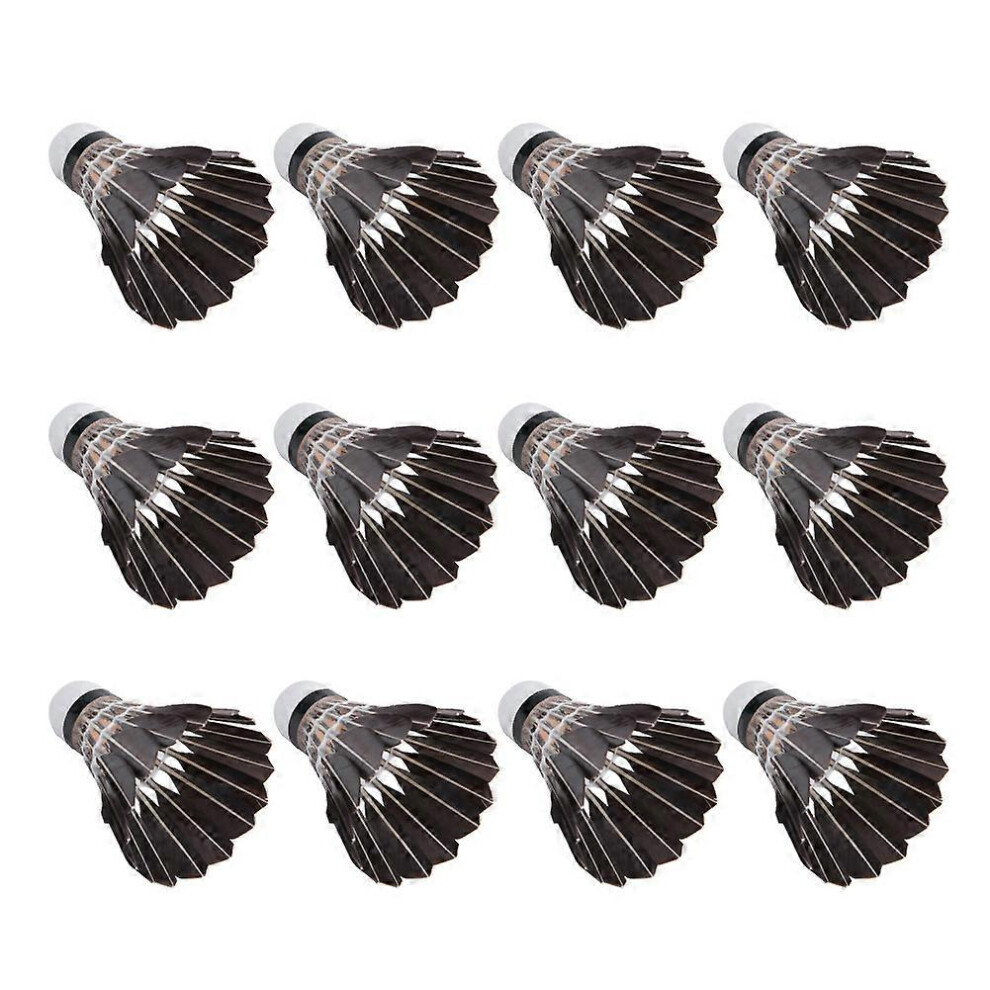 12-Pack Goose Feather Badminton Shuttlecocks Sport Training Hight Speed Black