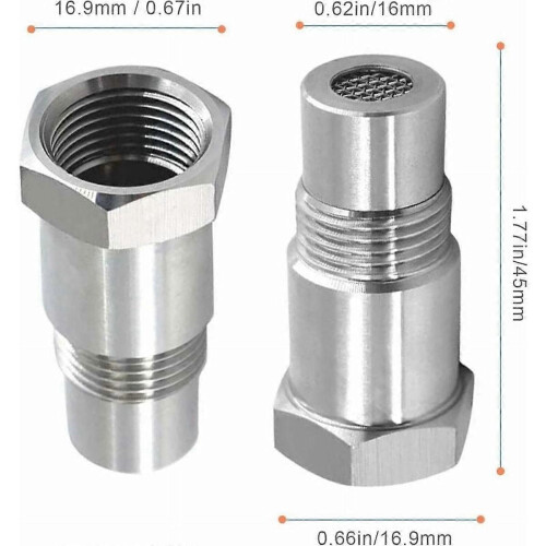 2Pcs Oxygen Extender Sensor Extension Spacer compatible with Cars Engine Exhaust Systems M18 x1.5, 45mm Lambda Probe