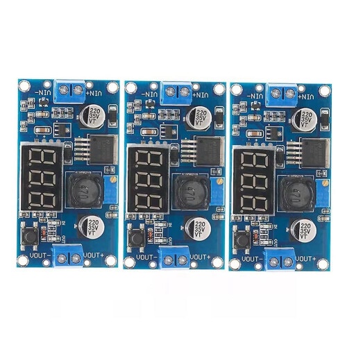 3Pcs LM2596 DC- Adjustable Step-Down Converter Voltage Regulator LED Display Voltmeter 4.0-40V to 1 2