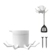 Rotating Kitchen Utensil Organizer 360 Space Saving Hanging Rack Under Cabinet Adhesive Hooks Set 3PCS