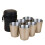 Set mit 4 Edelstahl-Schnapsbechern und schwarzem Lederetui (30 ml) 1