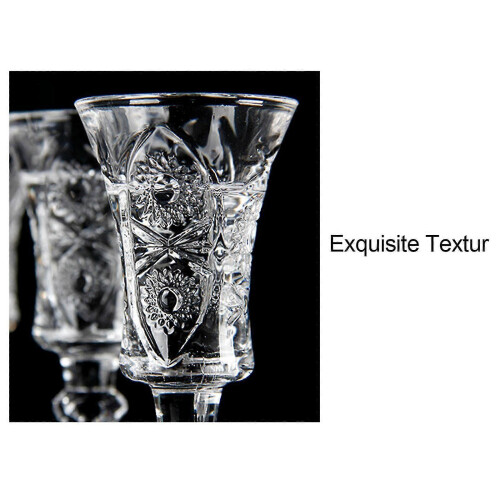 Conjunto de 6 copos de dose redondos de 45ml, em vidro sem chumbo, transparentes e com base pesada. 1