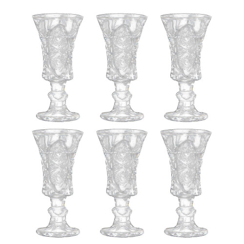 Conjunto de 6 copos de dose redondos de 45ml, em vidro sem chumbo, transparentes e com base pesada. 2