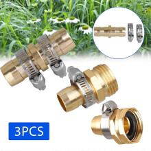 3 Sets Universal 5/8 3/4Inch Brass Garden Hose Repair Kit Mender End Water Hose End Mender Female and Male Hose Connector with 4 Pieces Stainless Stee