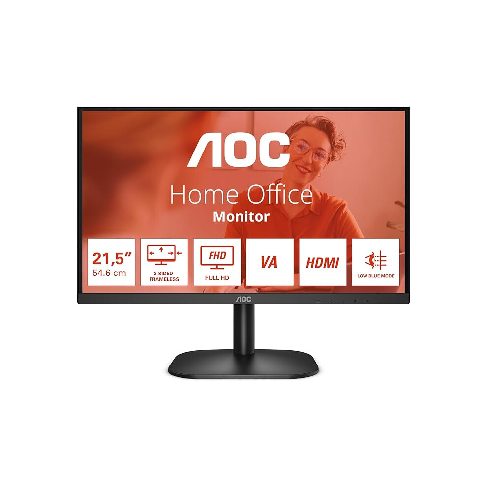 Aoc Monitors Aoc 22B2h - 22 Inch Fhd Monitor, 75Hz, Va, 7Ms Frameless Design, Tilt, Lowblue Mode