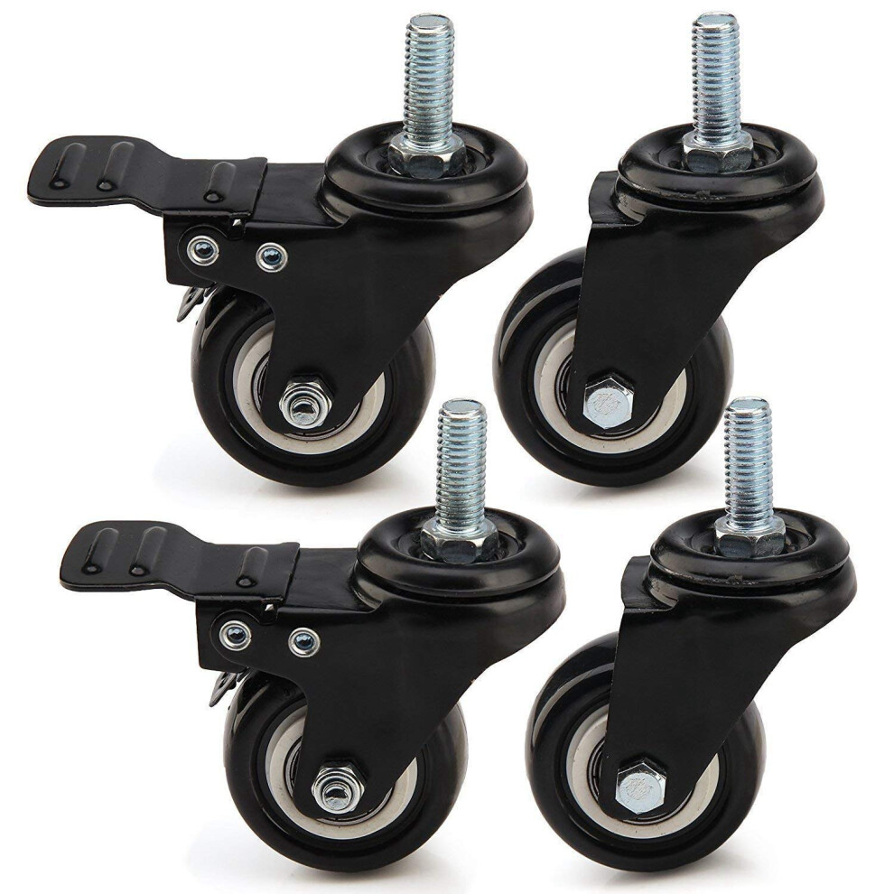 Heavy Duty 50Mm Pu Swivel Caster Wheels Set For Furniture And Office Chairs, Quiet Smooth Rolling 9073542145004