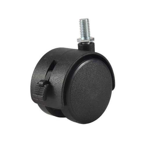 Rodízio giratório com trava para móveis, haste de rosca de 8 mm, roda de 2 polegadas de diâmetro, preto. 1
