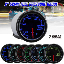 Manómetro de presión de combustible digital de 2" (52 mm) con puntero LED de 7 colores y rango de 0 a 100 psi, con sensor.