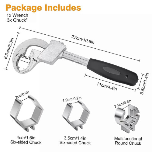 Chave inglesa universal ajustável, compatível com reparos em pias de banheiro e encanamento. 1