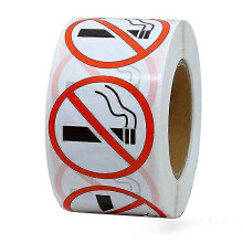 500 pezzi/rotolo Adesivi rotondi di avvertimento con logo "Vietato fumare" per ristoranti, autobus e negozi.