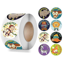 1 Roll Cartoon Animal School Teacher Reward Stickers Motivate Students Stickers