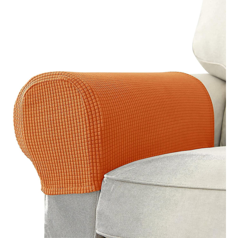 Set Of 2 Jacquard Stretch Sofa Armchair Armrest Covers Anti-slip Furniture Protector Armrest Slipcovers compatible with Sofa Recliner
