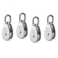 Conjunto de 4 polias simples com roletes em aço inoxidável 304.