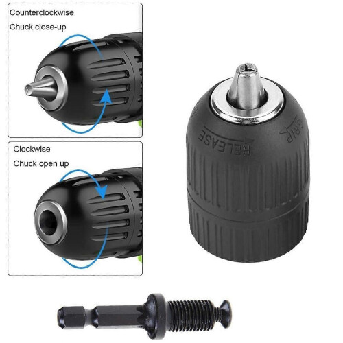 2 Stück handfestes Bohrfutter-Set, Adapter, robustes 10-mm-Schnellspannbohrfutter mit Adapterhardware T 1