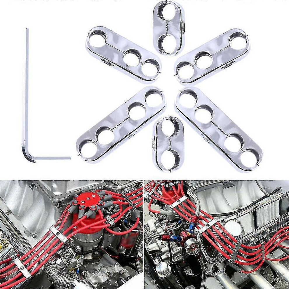 Chrome Spark Plug Wire Separators Dividers Looms Compatible With Chevy Mopar 7Mm 8Mm 3545217527447