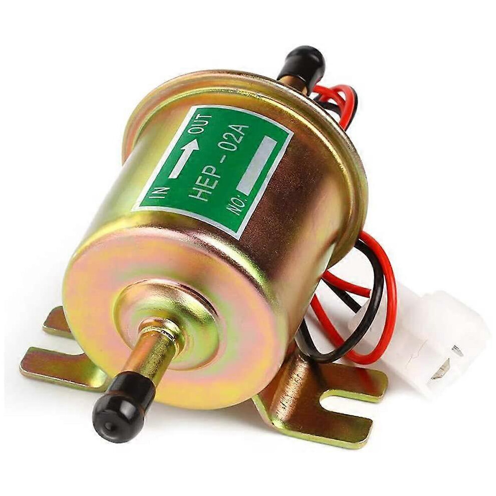 Universal Electric Fuel Pump 12V 1.2A Gas Diesel Inline 4-7 P.s.i. Low Pressure Gasoline Pump Copper Model Hep-02A 3238846558370