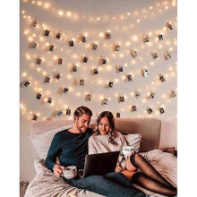 10M 100er Led Lichterkette mit 50 Stcke Klammern fr Fotos USB Lichterkette fr Zimmer Deko Fotowand und Geburtstag Party 8 Beleuchtungsmodi Warmwei
